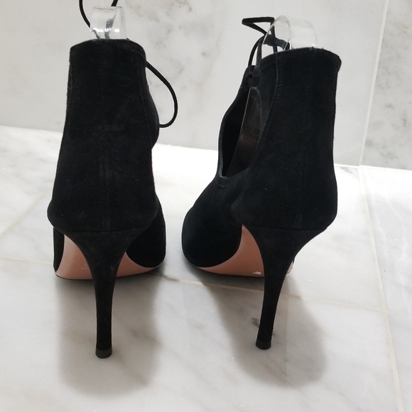 Aquazzura Babe Suede Booties Black 39.5 Ankle Wrap - Picture 4 of 16